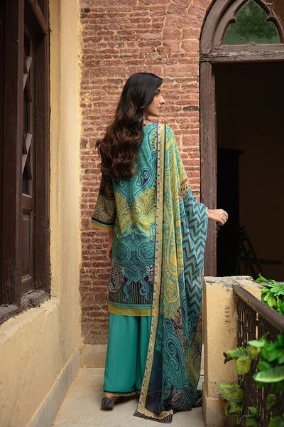 Rang Rasiya 3 Piece Stitched Embroidered digitally printed Suit D-633 Blueberry