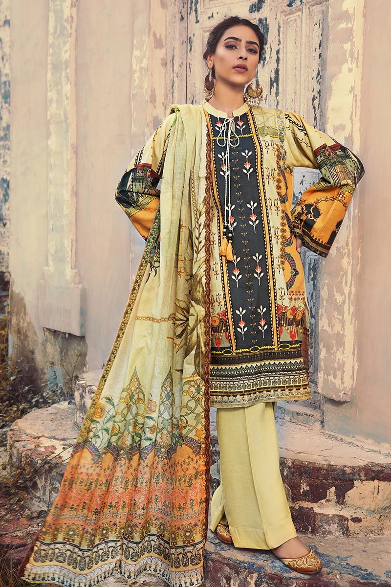 Ready to Wear Gul Ahmed 3 Piece Embroidered Suit with Cotton Net Dupatta CD-43