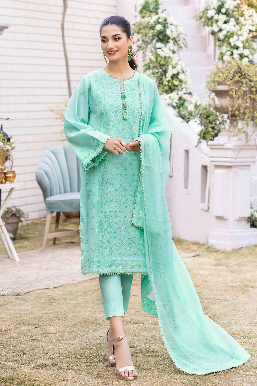 Gul Ahmed 3PC Foil Embroidered Lawn Unstitched Suit with Zari Dupatta CK-32007
