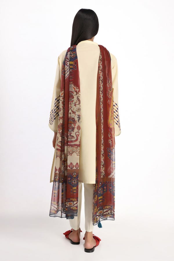 Ready to Wear Khaadi Cambric Embroidered Kurta With Dupatta CKDE-20147