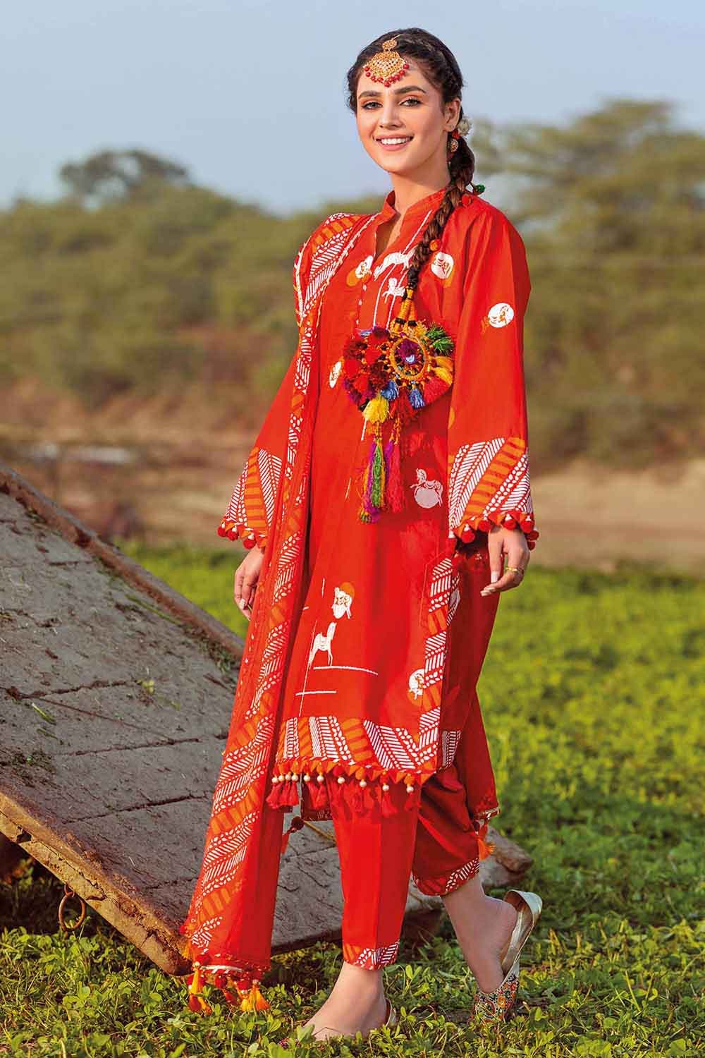 Gul Ahmed 3PC Stitched Printed Lawn Suit With Printed Lawn Dupatta CL-22018