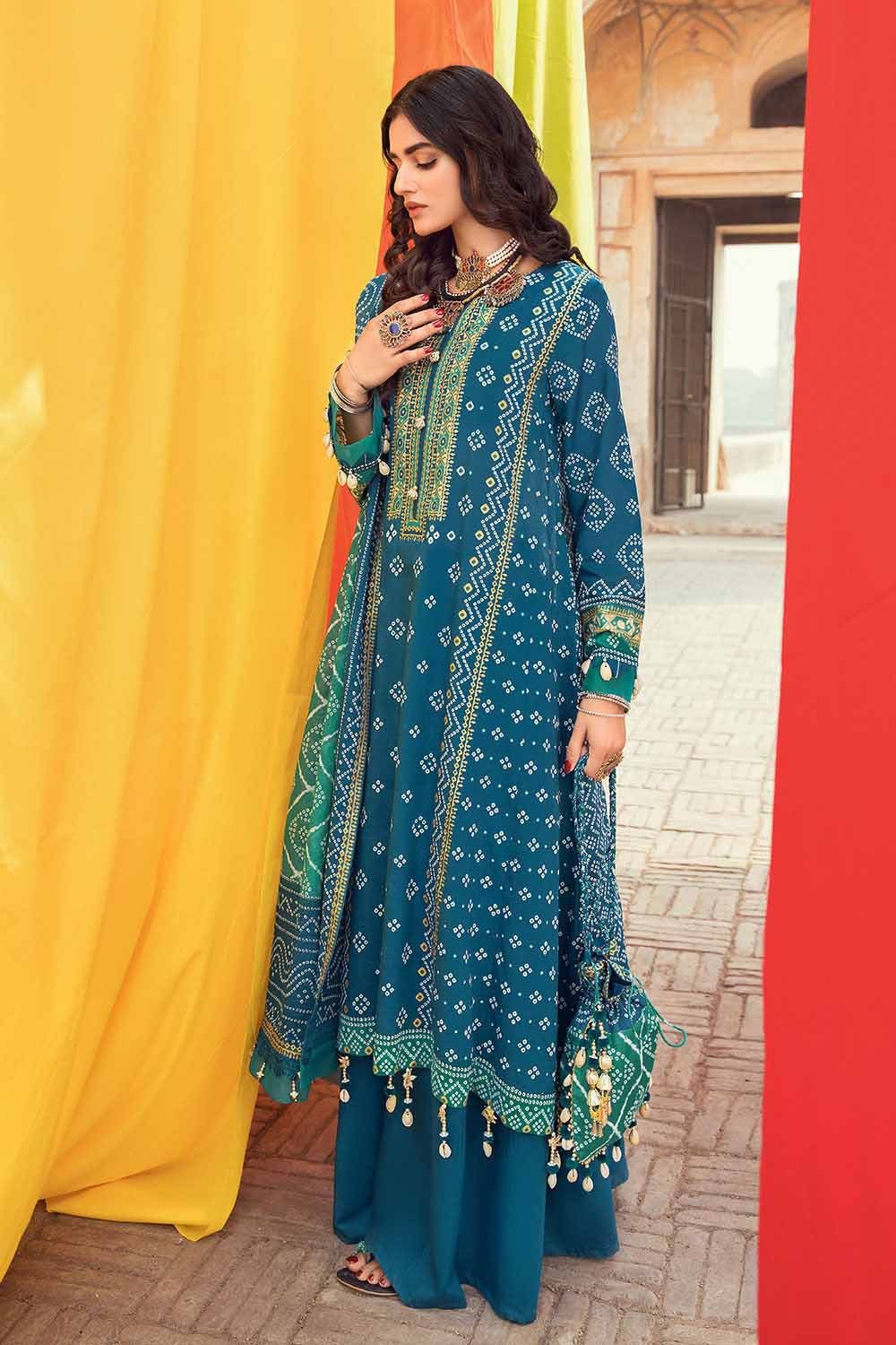 Gul Ahmed 3PC Chunri Lawn Unstitched Gold Printed Suit CL-32093 A