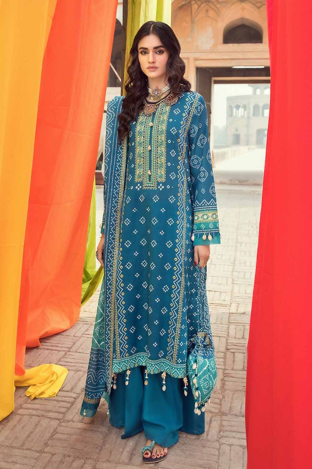 Gul Ahmed 3PC Chunri Lawn Unstitched Gold Printed Suit CL-32093 A