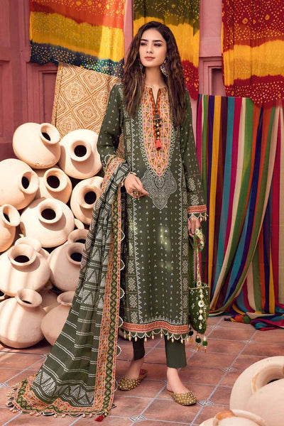 Gul Ahmed 3PC Chunri Lawn Unstitched Gold Printed Suit CL-32180 B