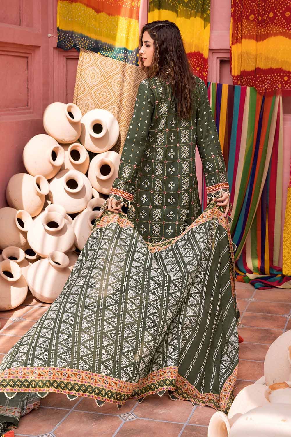 Gul Ahmed 3PC Chunri Lawn Unstitched Gold Printed Suit CL-32180 B