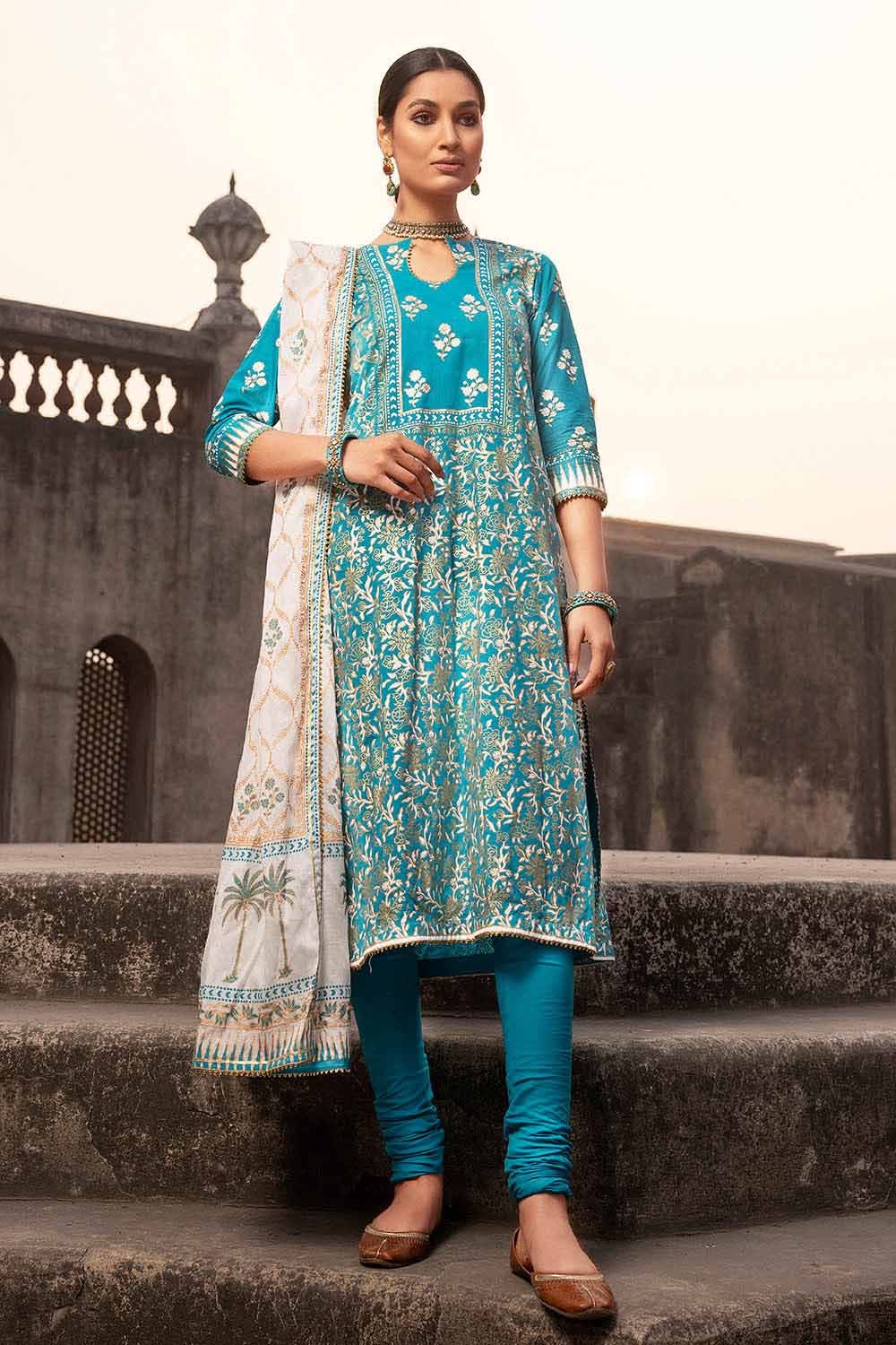 Gul Ahmed 3PC Lawn Unstitched Gold and Lacquer Printed Suit CL-32426 A