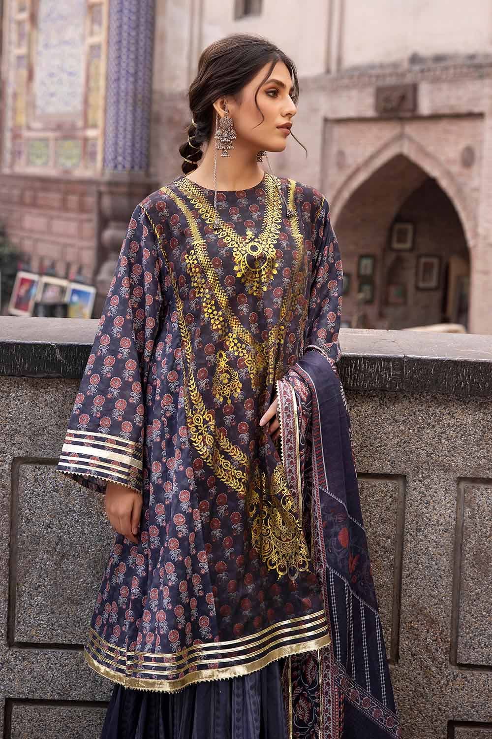 Gul Ahmed 3PC Lawn Unstitched Foil Printed Suit CL-32445 B