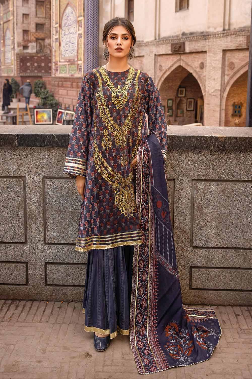 Gul Ahmed 3PC Lawn Unstitched Foil Printed Suit CL-32445 B