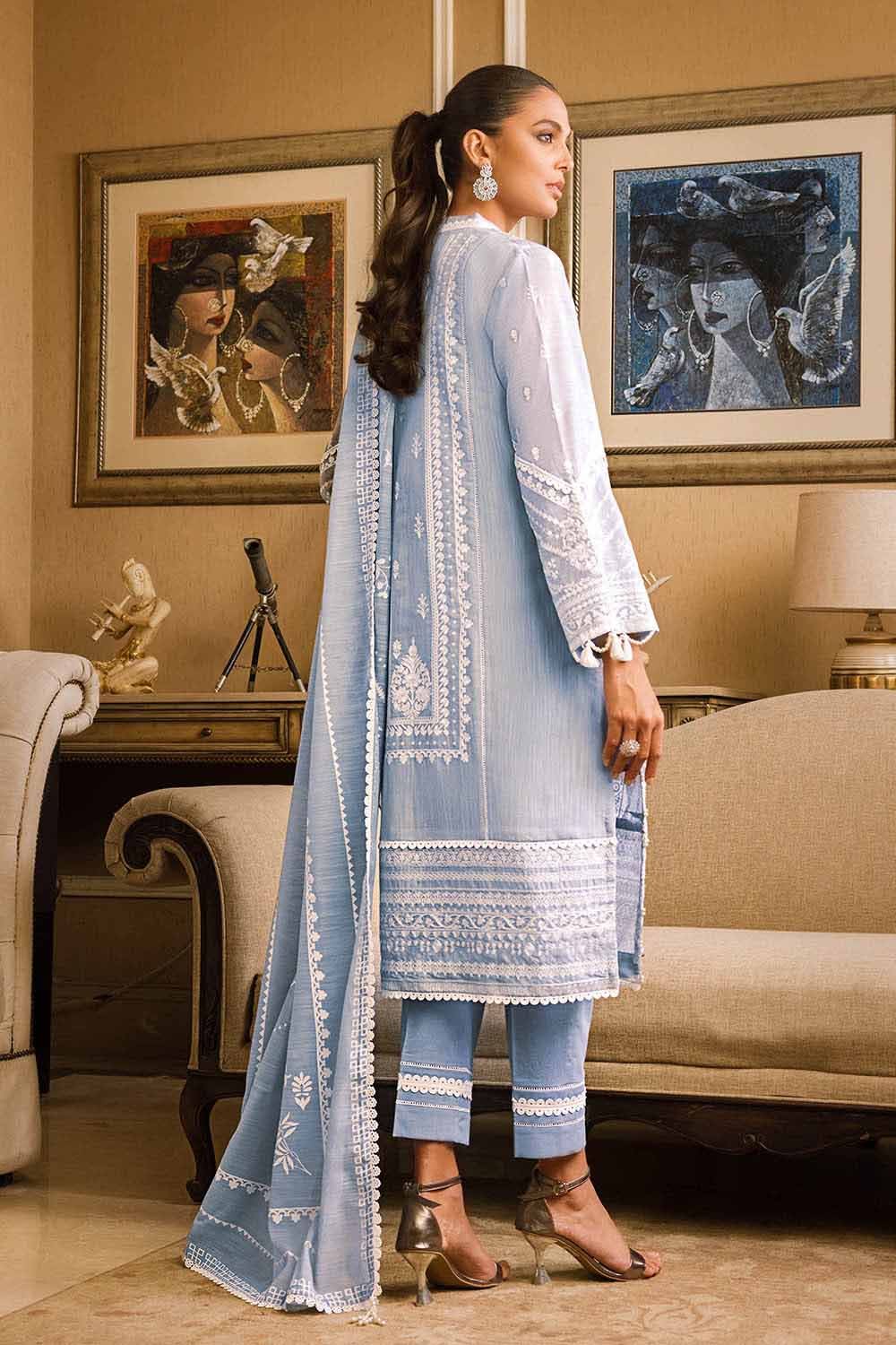Gul Ahmed 3PC Embroidered Paper Cotton Unstitched Suit With Lace And Printed Paper Dupatta CN-32004