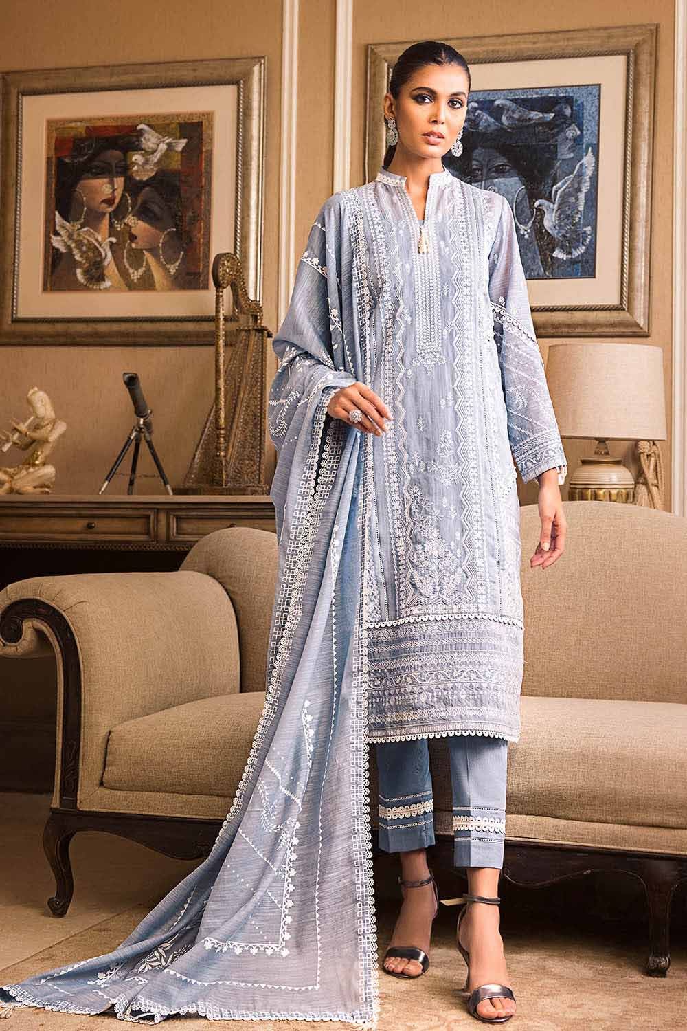 Gul Ahmed 3PC Embroidered Paper Cotton Unstitched Suit With Lace And Printed Paper Dupatta CN-32004