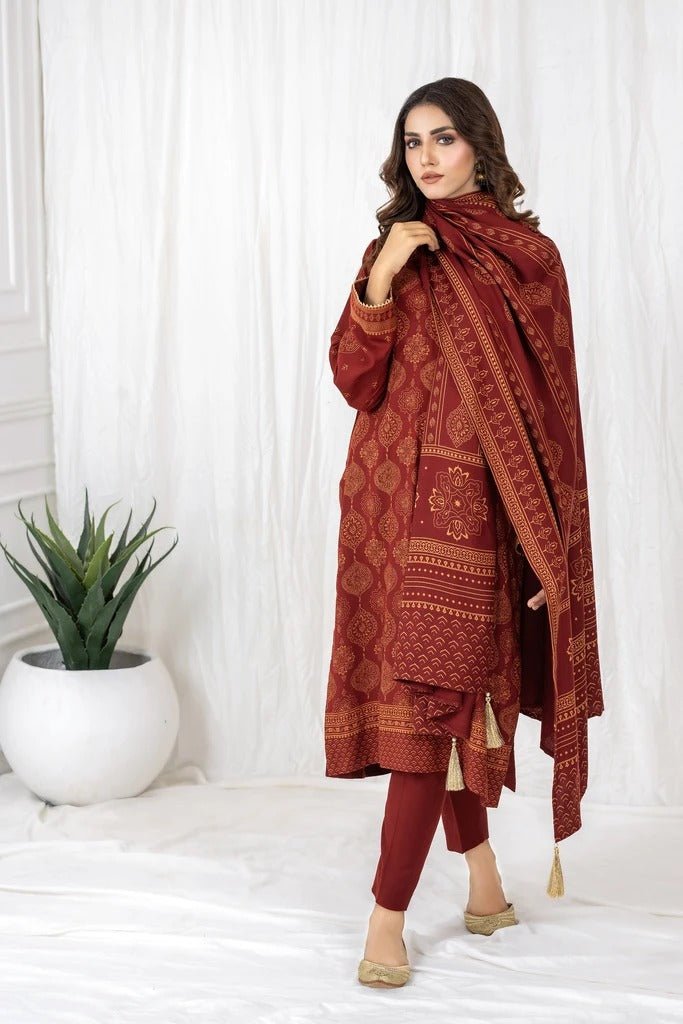 Lakhany 3 Piece Unstitched Printed Cashmi Vool Suit CVC-1021-A