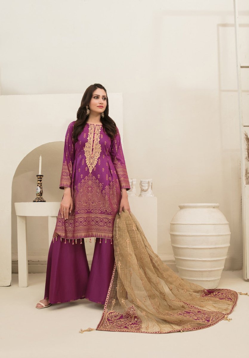 Tawakkal Fabrics 3 Piece Stitched Banarsi Lawn Suit D-1145