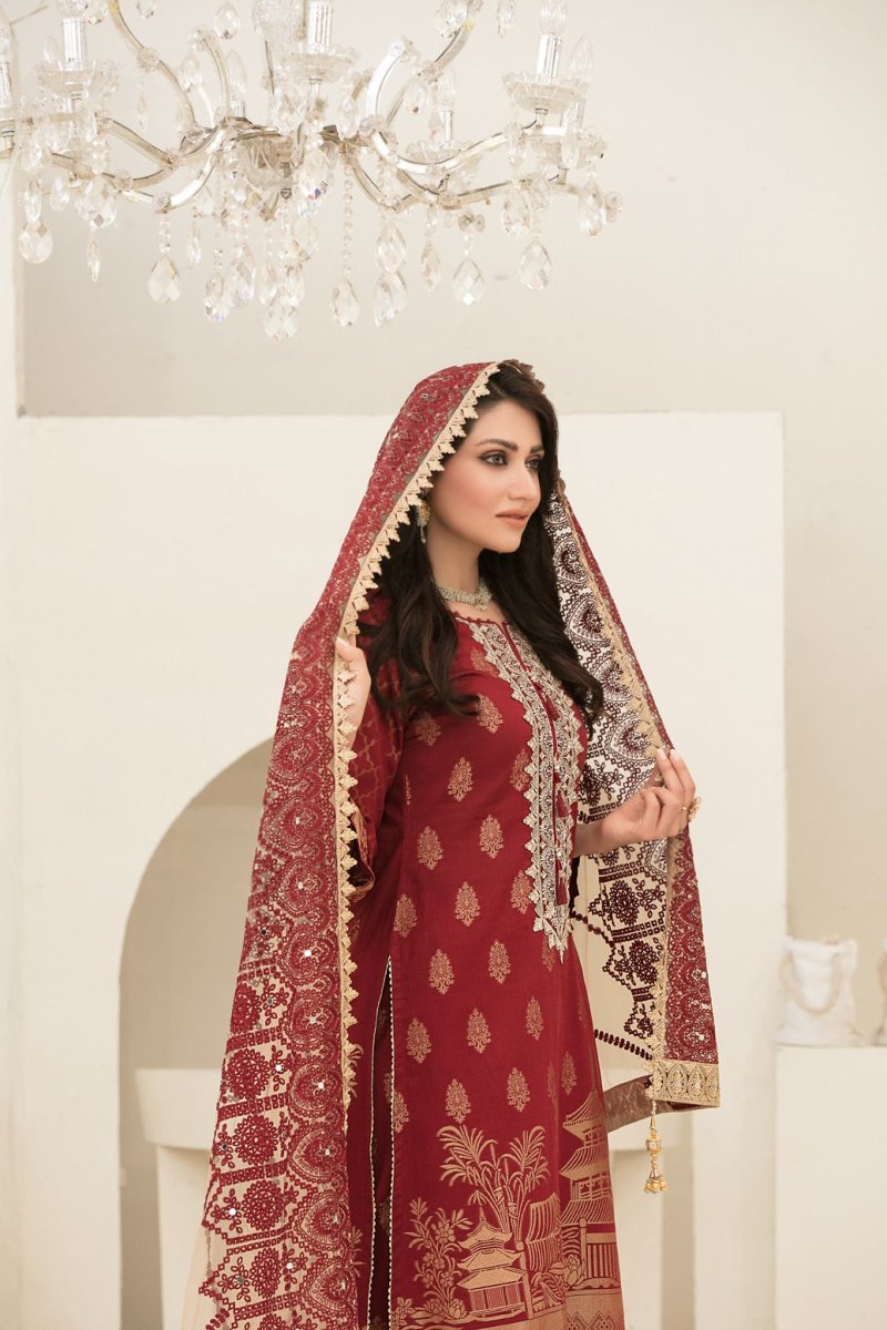 Tawakkal Fabrics 3 Piece Stitched Banarsi Lawn Suit D-1150