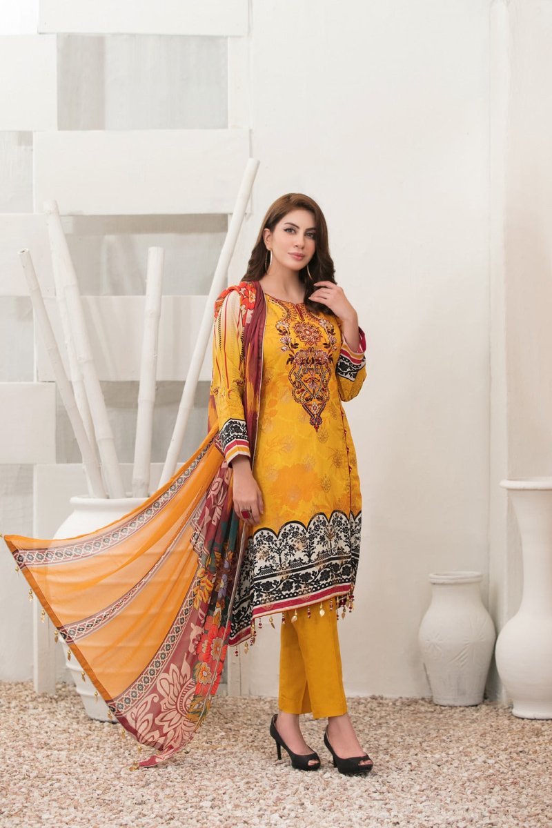 Tawakkal Fabrics 3 Piece Stitched Attractive & Adorable Viscose Suit D-1444 (ii)