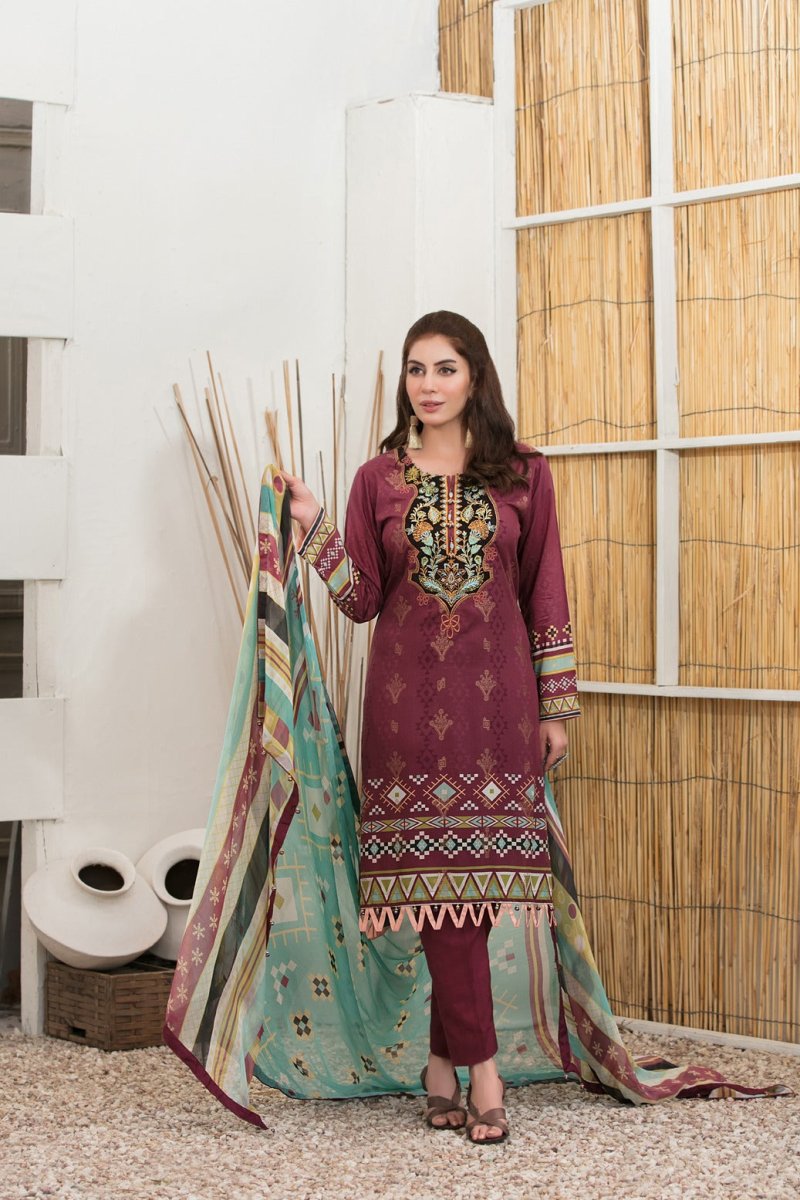 Tawakkal Fabrics 3 Piece Stitched Attractive & Adorable Viscose Suit D-1446 (ii)