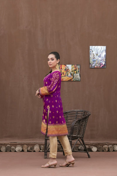 Tawakkal Fabrics 1 Piece Stitched Attractive & Adorable Embroidered Silk Table Print Kurti D-1760