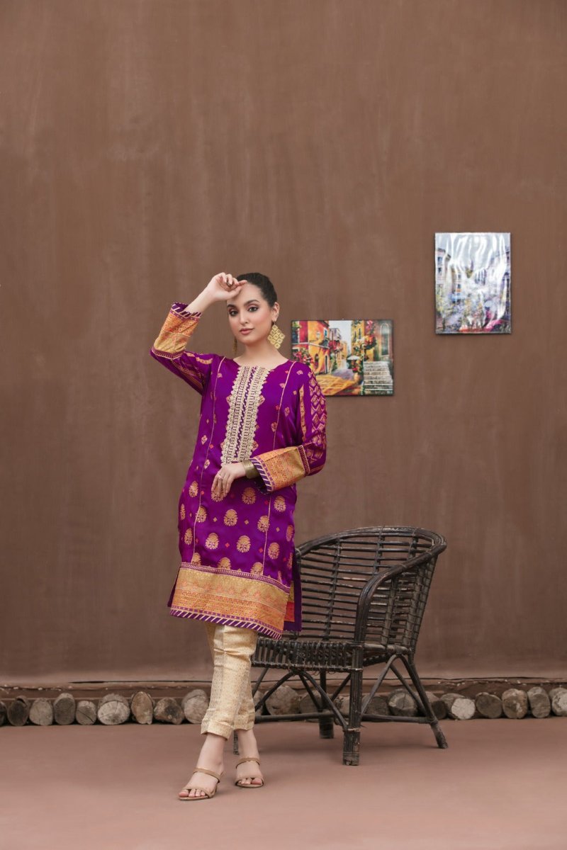 Tawakkal Fabrics 1 Piece Stitched Attractive & Adorable Embroidered Silk Table Print Kurti D-1760