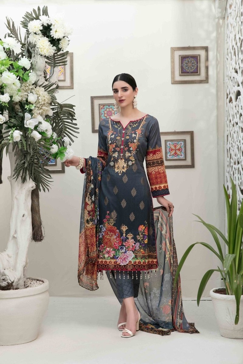 Tawakkal Fabrics 3 Piece Stitched Ufara Banarsi Lawn Suit D-5934