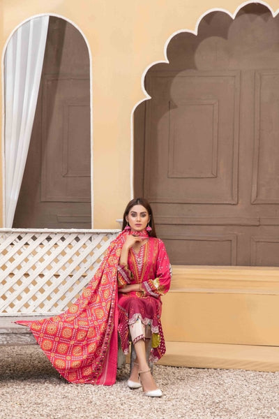 Tawakkal Fabrics 3 Piece Stitched Printed Linen Suit D-6110