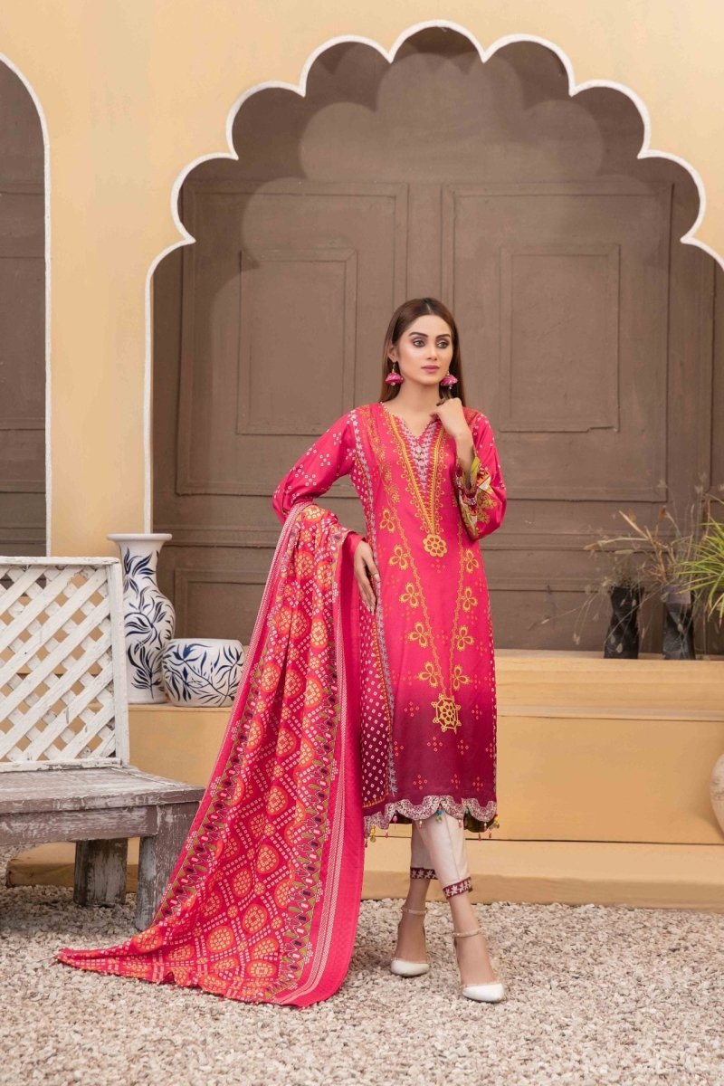 Tawakkal Fabrics 3 Piece Stitched Printed Linen Suit D-6110