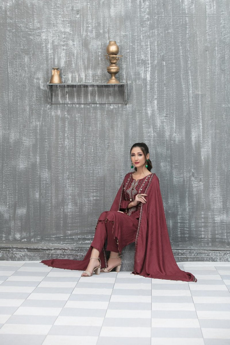 Tawakkal Fabrics 3 Piece Stitched Attractive & Elegant Karrandi Banarsi Suit D-6237