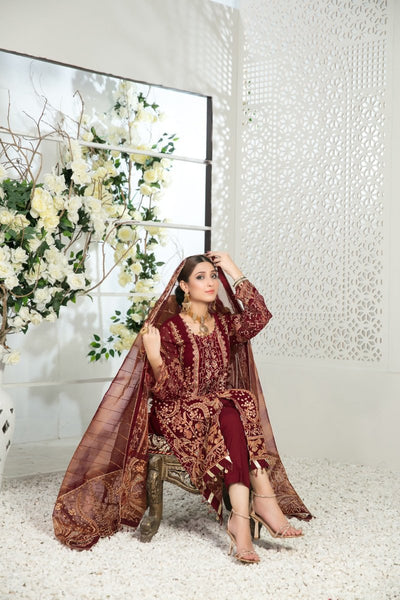 Tawakkal Fabrics 3 Piece Stitched Fancy Heavy Embroidered Suit D-6534