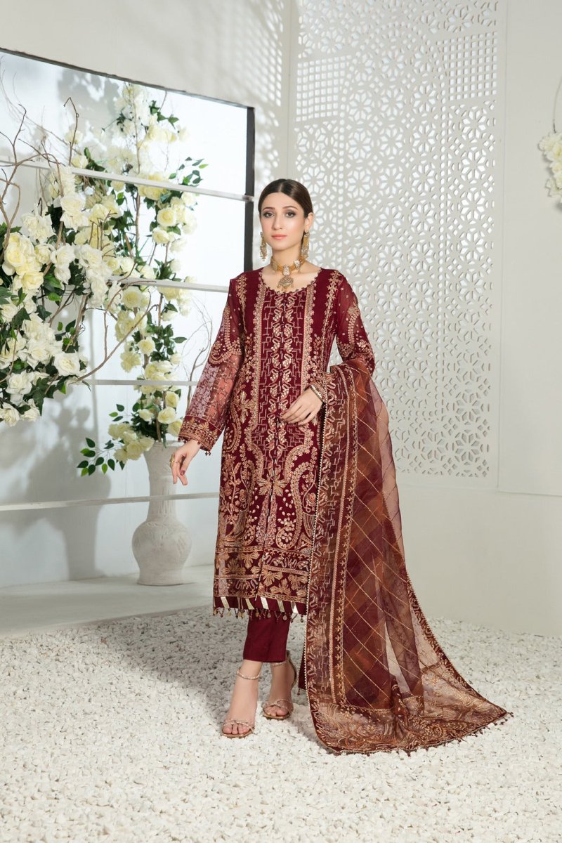 Tawakkal Fabrics 3 Piece Stitched Fancy Heavy Embroidered Suit D-6534