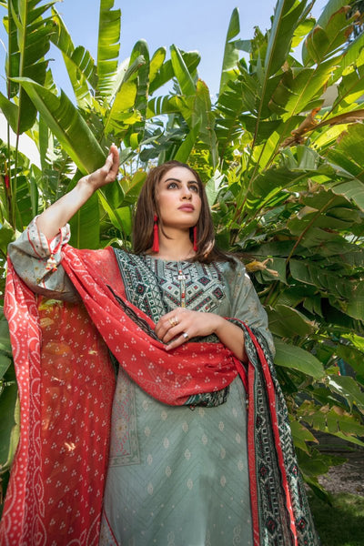 Tawakkal Fabrics 3 Piece Stitched Gala Embroidered Digital Printed Lawn Suit D-6646