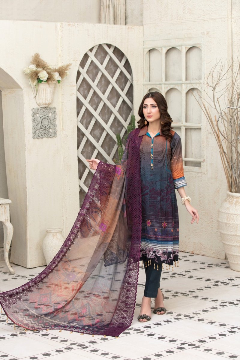 Tawakkal Fabrics 3 Piece Stitched Digital Printed Lawn Suit D-6677