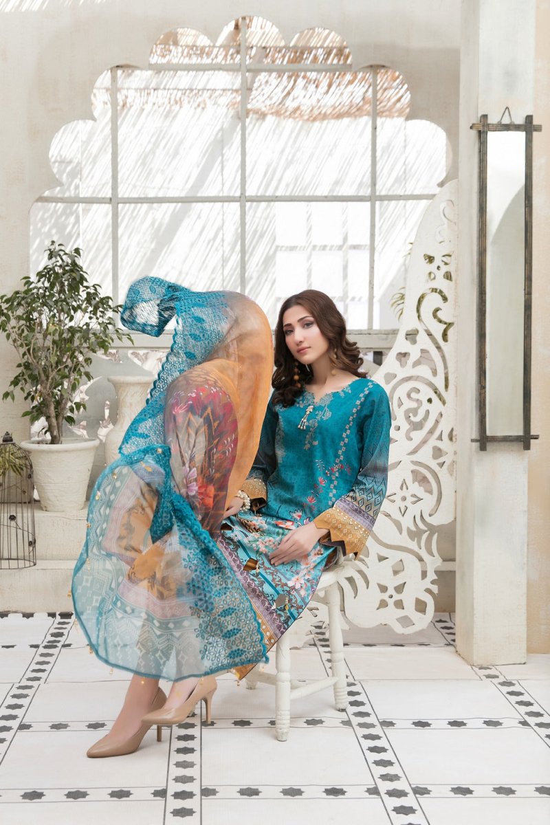 Tawakkal Fabrics 3 Piece Stitched Digital Printed Lawn Suit D-6678