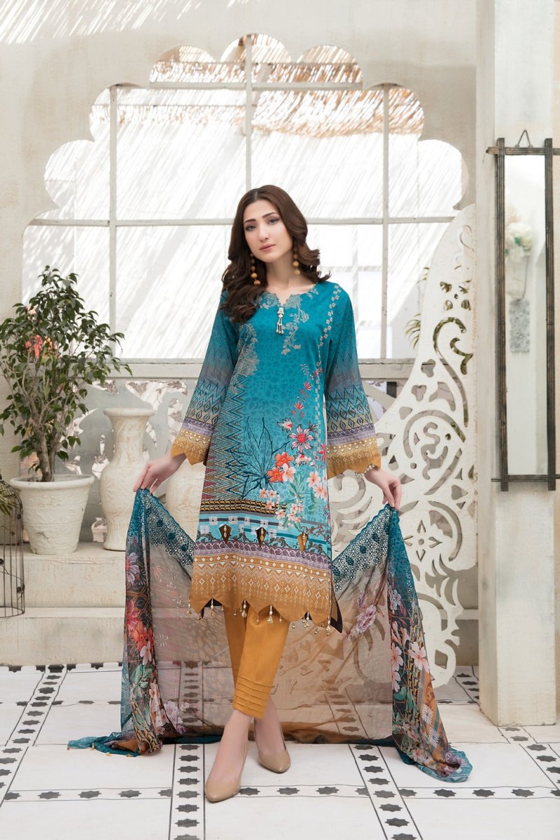 Tawakkal Fabrics 3 Piece Stitched Digital Printed Lawn Suit D-6678