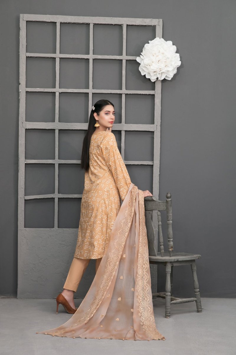Tawakkal Fabrics 3 Piece Stitched Paste Printed Embroidered Lawn Suit D-6686
