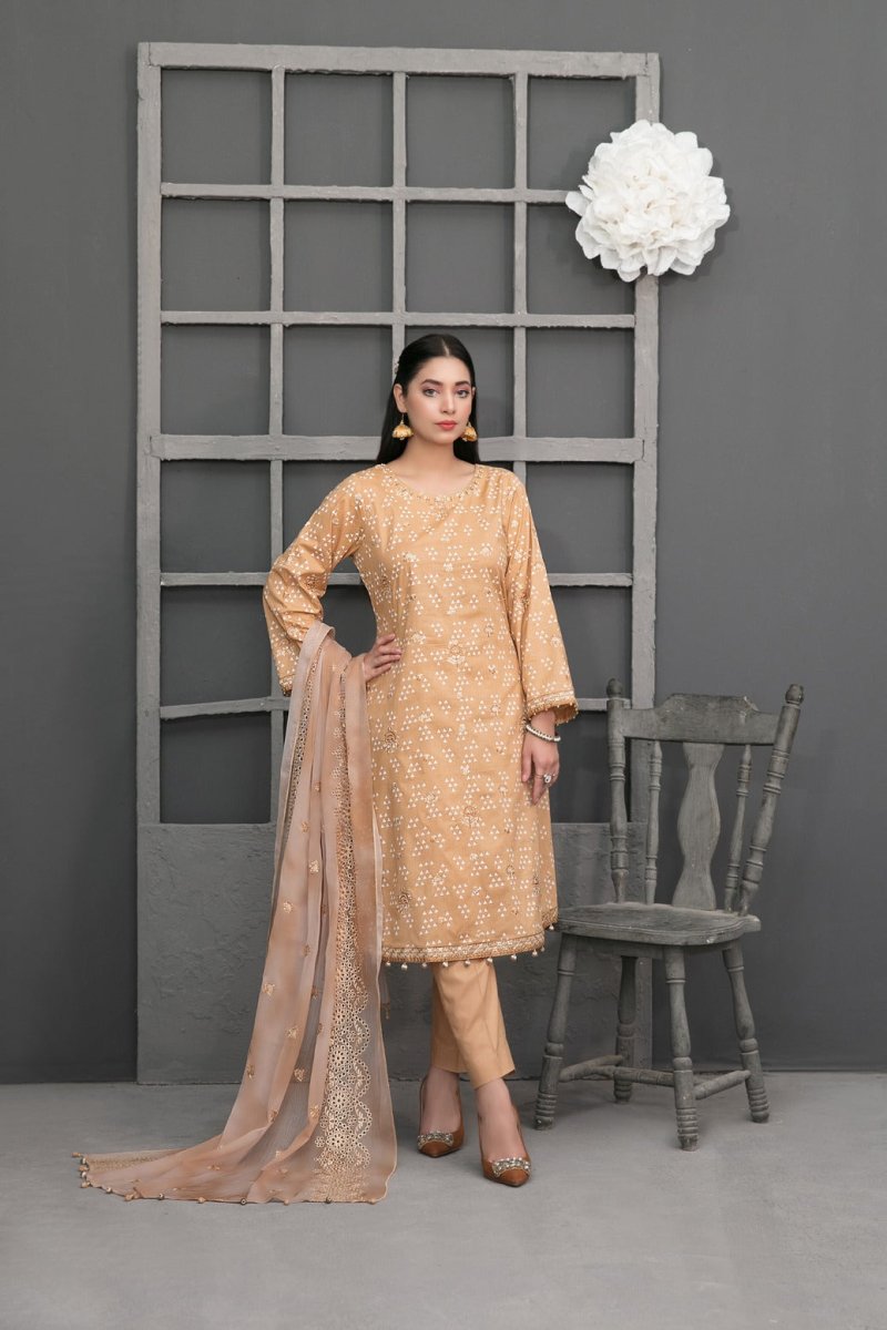 Tawakkal Fabrics 3 Piece Stitched Paste Printed Embroidered Lawn Suit D-6686