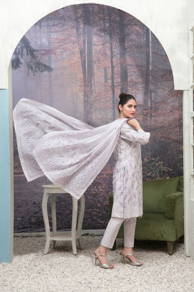 Tawakkal Fabrics 3 Piece Stitched Schiffli Daman Embroidered Digital Printed Lawn Suit D-6727