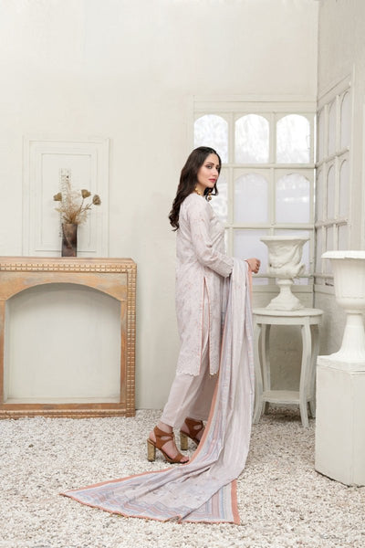 Tawakkal Fabrics 3 Piece Stitched Schiffli Daman Embroidered Digital Printed Lawn Suit D-6733