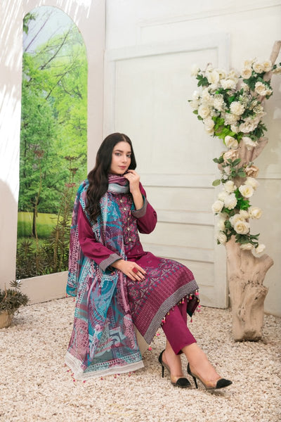 Tawakkal Fabrics 3 Piece Stitched Fancy Heavy Embroidered Slub Lawn Suit D-6735