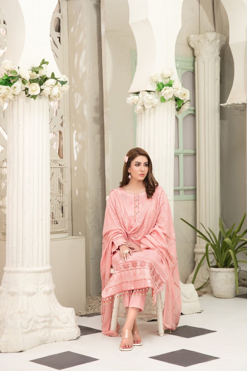 Tawakkal Fabrics 3 Piece Stitched Fancy Embroidered Lawn Suit - D-6760
