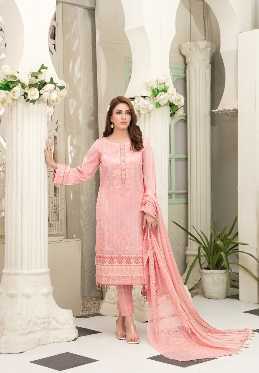 Tawakkal Fabrics 3 Piece Stitched Fancy Embroidered Lawn Suit - D-6760