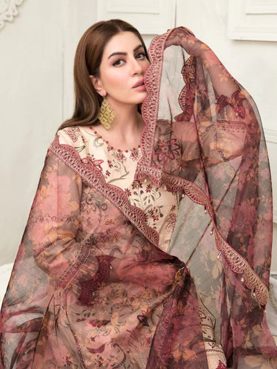 Tawakkal Fabrics 3 Piece Stitched Fancy Embroidered Lawn Suit D-6771