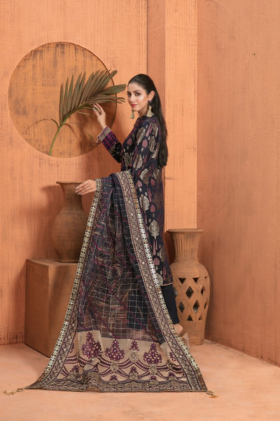 Tawakkal Fabrics 3 Piece Stitched Lawn Banarsi Suit D-6844