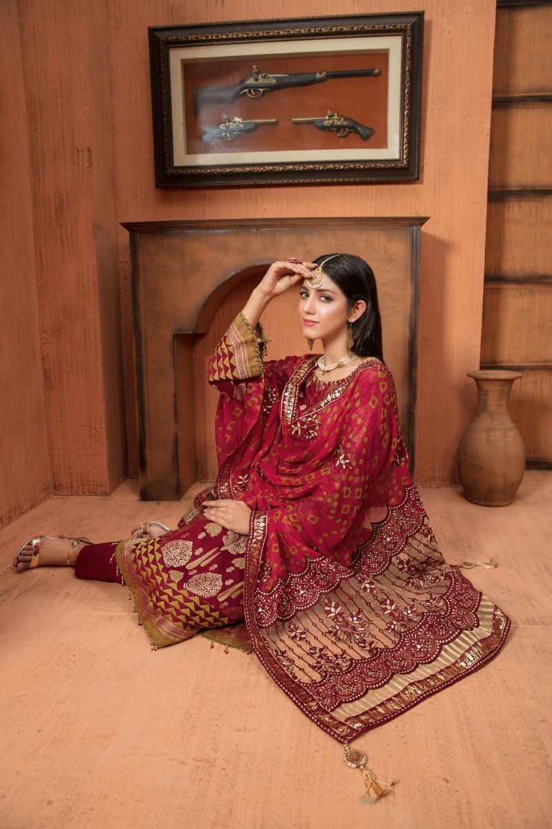 Tawakkal Fabrics 3 Piece Stitched Lawn Banarsi Suit D-6850