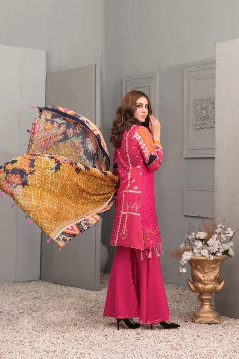 Tawakkal Fabrics 3 Piece Stitched Schiffli Embroidered Lawn Suit D-6867