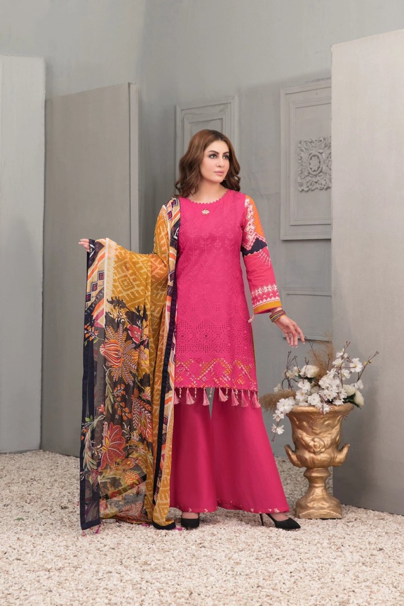 Tawakkal Fabrics 3 Piece Stitched Schiffli Embroidered Lawn Suit D-6867