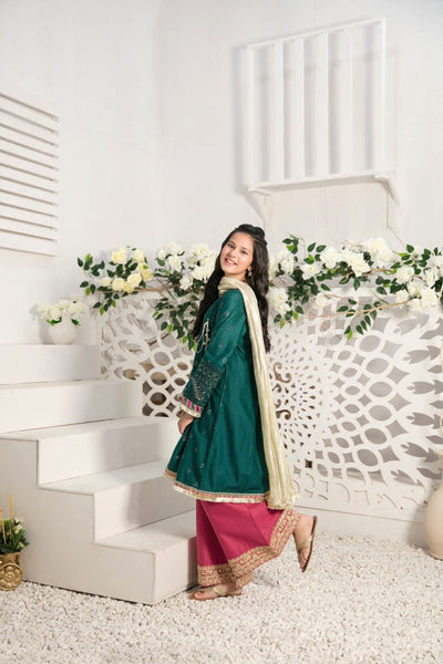 Tawakkal Fabrics Kid’s Collection 3 Piece Fancy Heavy Embroidered Suit - D-7000
