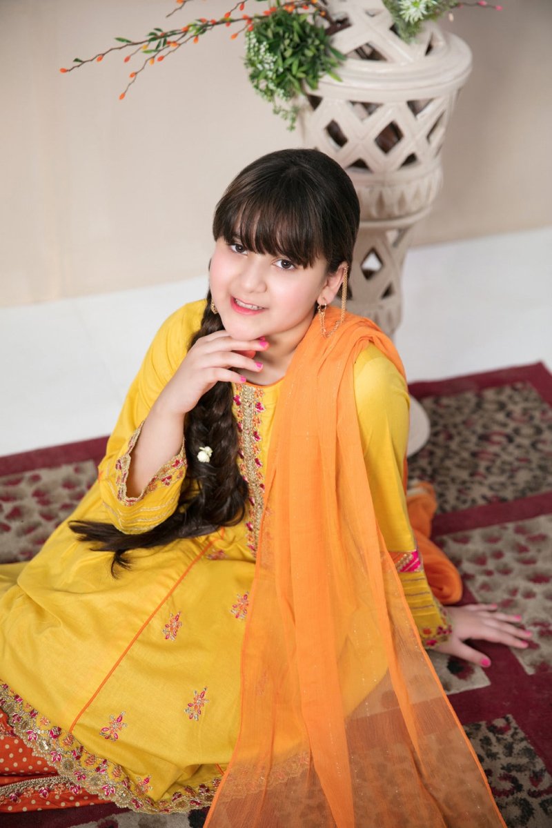 Tawakkal Fabrics Kid’s Collection 3 Piece Fancy Heavy Embroidered Suit - D-7005
