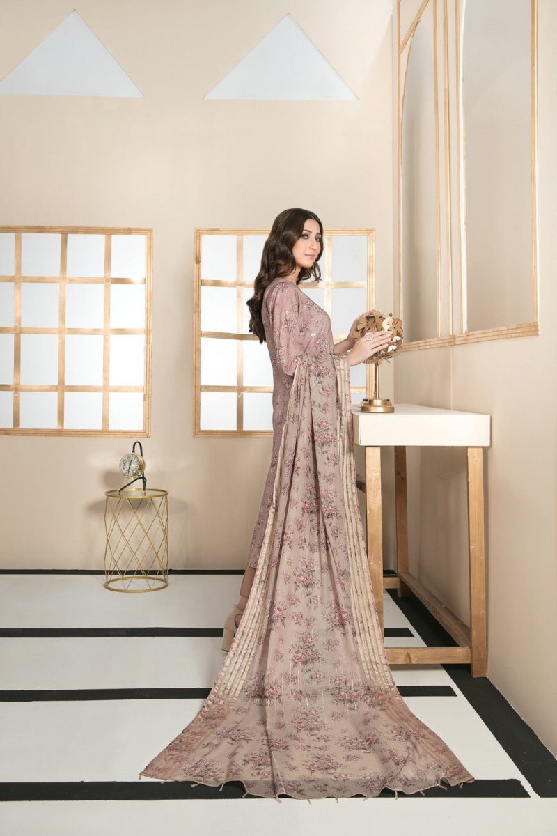 Tawakkal Fabrics 3 Piece Stitched All Over Embroidered Bareeza Digital Printed Lawn Suit D-7071