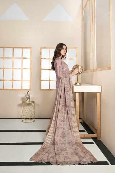 Tawakkal Fabrics 3 Piece Stitched All Over Embroidered Bareeza Digital Printed Lawn Suit D-7071