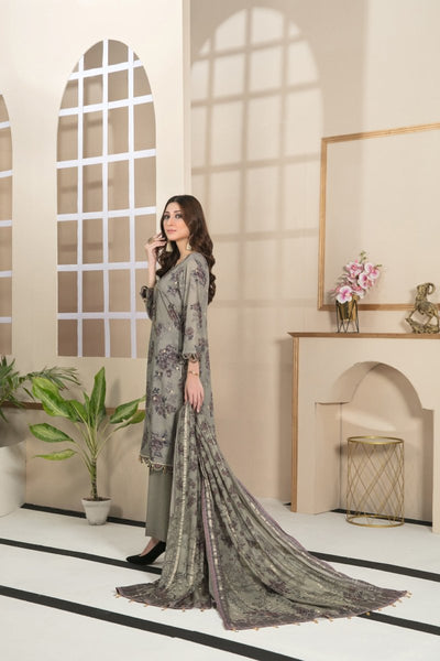 Tawakkal Fabrics 3 Piece Stitched All Over Embroidered Bareeza Digital Printed Lawn Suit D-7074