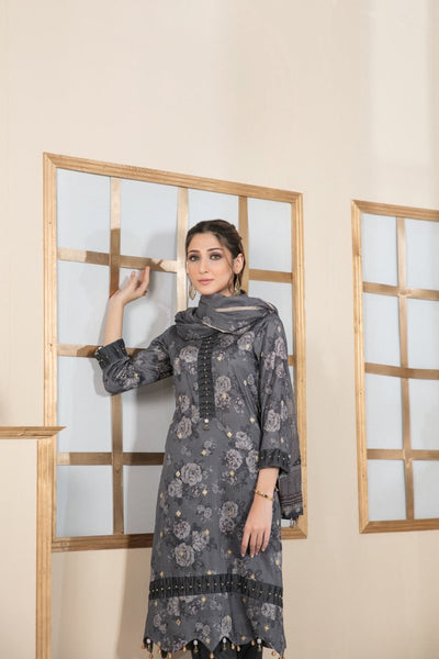 Tawakkal Fabrics 3 Piece Stitched All Over Embroidered Bareeza Digital Printed Lawn Suit D-7078