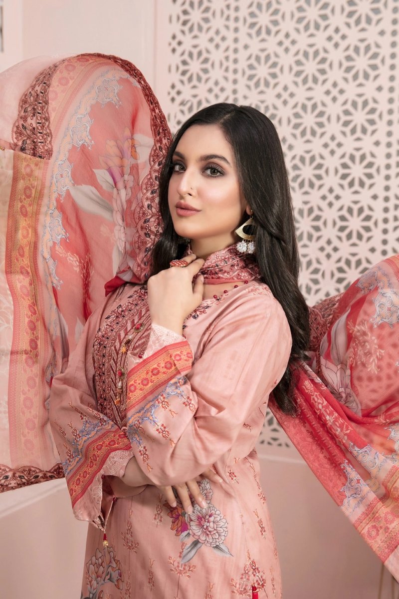 Tawakkal Fabrics 3 Piece Stitched Embroidered Digital Printed Lawn Suit D-7228